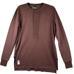 Siki IM Den IM Shirt Mens Small Brown Pony Boy Embroidered Henley Quiet Luxury